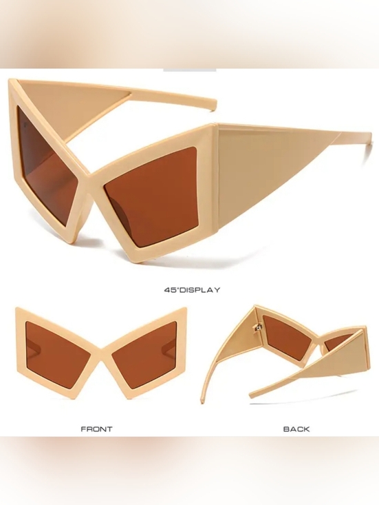 Women’s Bold Oversized Beige And Brown Geometric Sunglasses main image 6